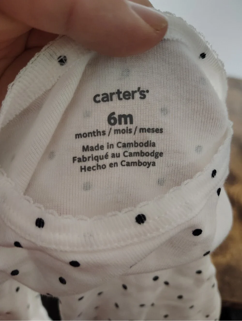 NWOT Carter's Baby Girl 6 Months Long Sleeve White Polka Dot Bodysuit One Piece
